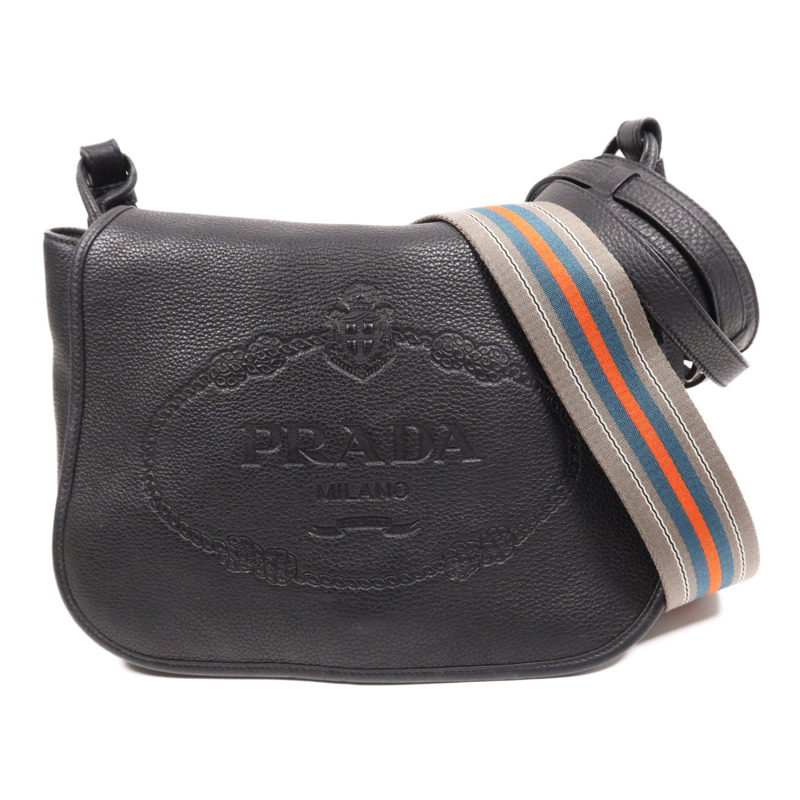 PRADA 牛皮皮革Shoulder Bag金扣肩背袋-0