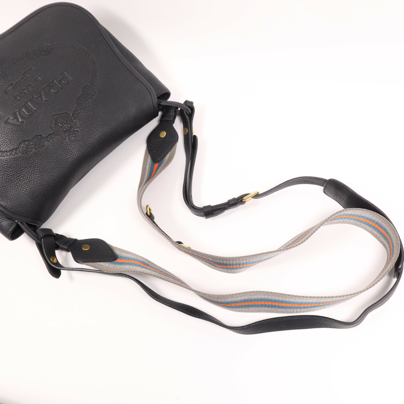 PRADA 牛皮皮革Shoulder Bag金扣肩背袋-3