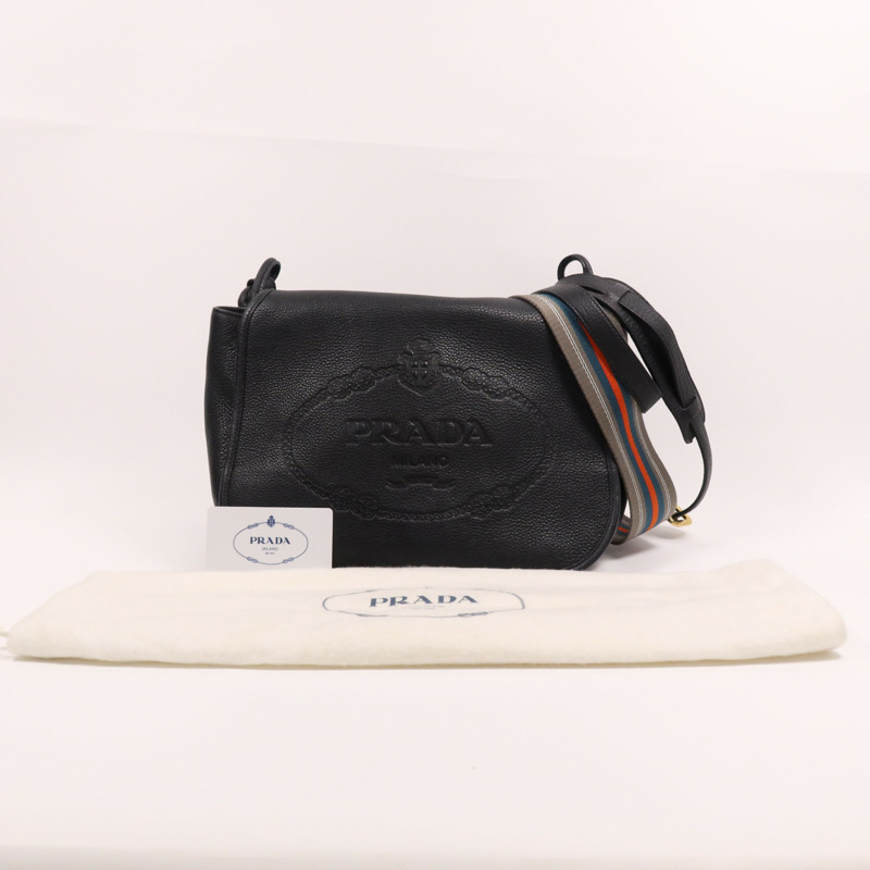 PRADA 牛皮皮革Shoulder Bag金扣肩背袋-14