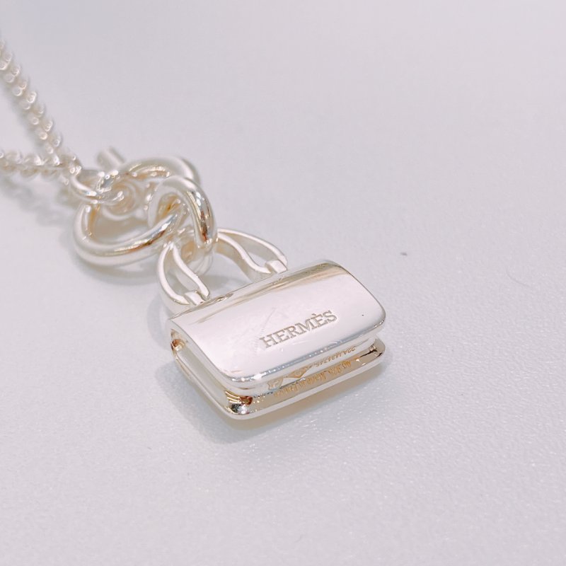 TW4479 Hermes 愛馬仕 康康銀飾項鍊 925 Amulettes Constance Pendant Necklace Sliver-5