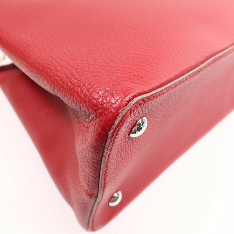 LOUIS VUITTON Taurillon皮革Capucines GM銀扣肩背袋-9