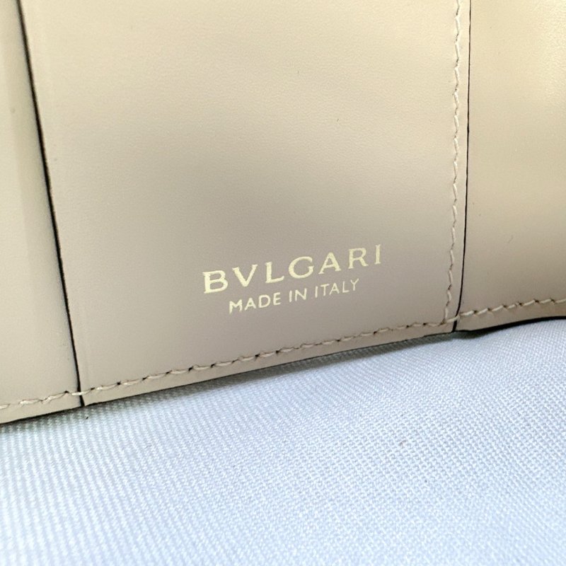 BVLGARI 全新閃金水蛇皮三折短夾-7