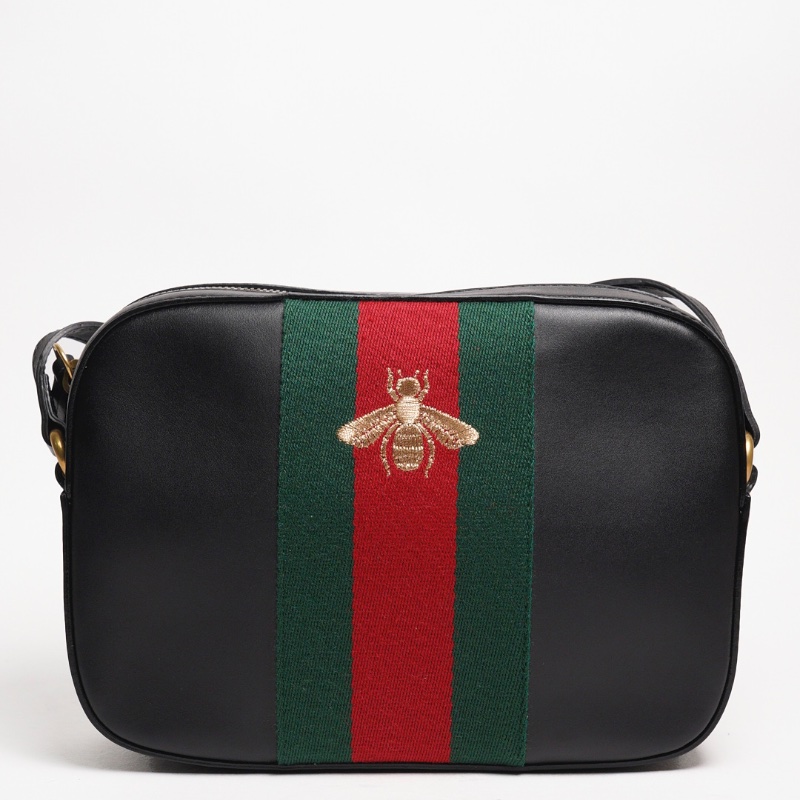 GUCCI crossbody leather bag 綠紅綠繡蜜蜂斜背包-0