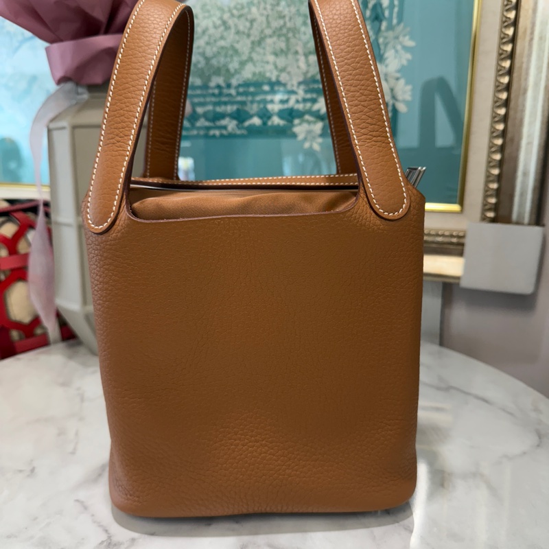 🌟K刻2025🌟Hermes 金棕37T/C皮銀釦Pictin18手提包H056289CK37-3