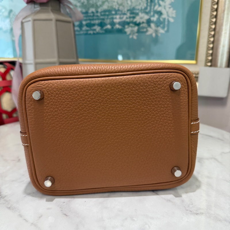 🌟K刻2025🌟Hermes 金棕37T/C皮銀釦Pictin18手提包H056289CK37-6