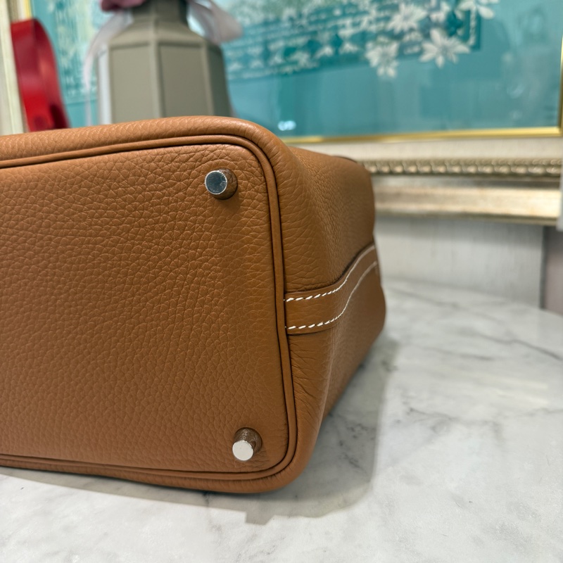 🌟K刻2025🌟Hermes 金棕37T/C皮銀釦Pictin18手提包H056289CK37-8