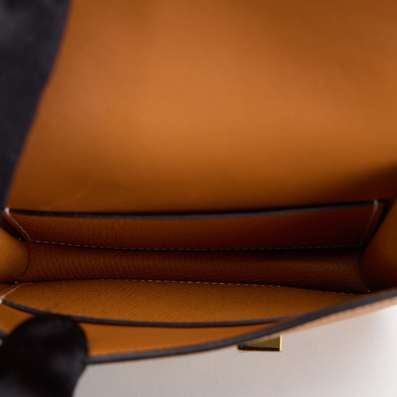 二手Hermès constance slim 錢包/太妃金-23