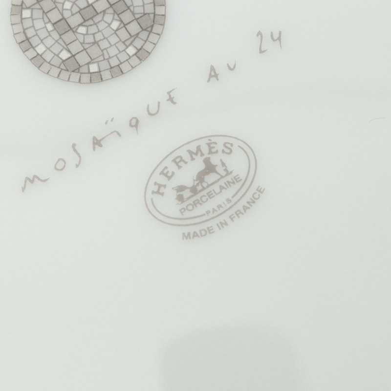HERMES 馬賽克 24 餐盤餐具陶器白色二手男女通用-3