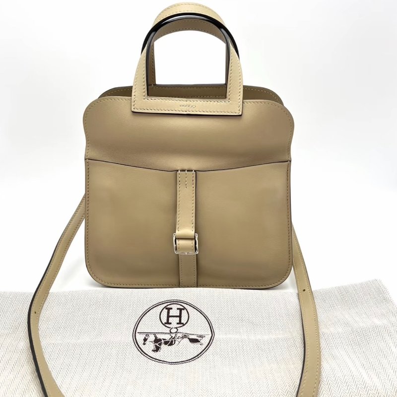 HERMES halzan mini風衣灰銀扣肩背斜背包21*14*6.5 99新配件塵袋-0