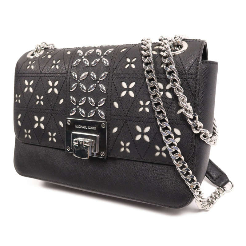 Michael Kors 牛皮皮革Chain Shoulder銀扣鏈帶肩背袋-2