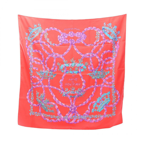HERMES Carre90 LE SACRE DU PRINTEMPS 圍巾 絲綢 粉紅色 多色 二手女式