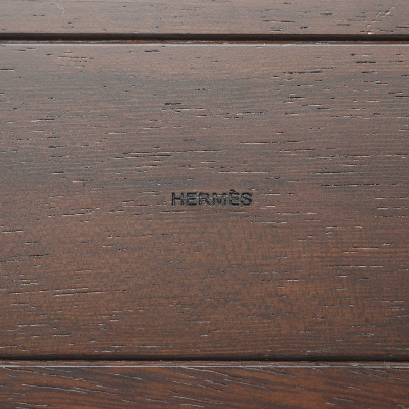 HERMES Vidposh Square Atrium MM 托盤皮革木棕色二手男女通用-3