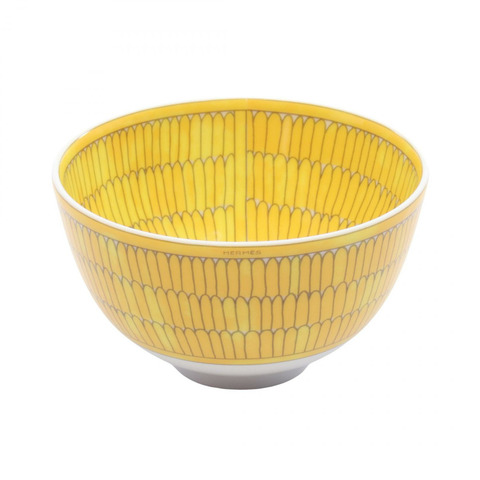 HERMES Soleil d'Herms 碗 PM 餐具陶器黃白灰二手男女通用