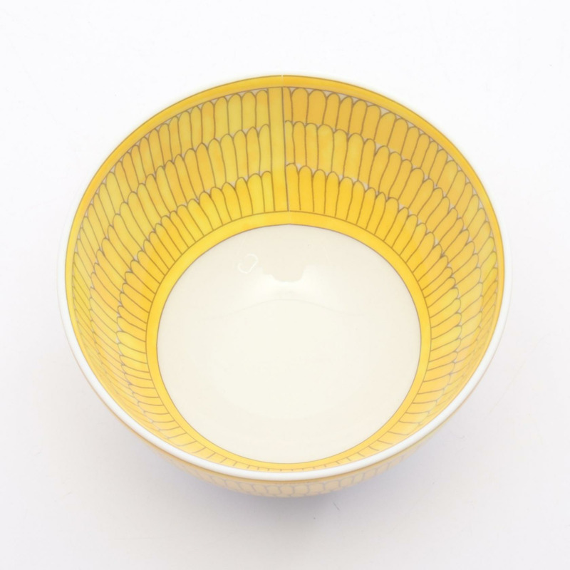 HERMES Soleil d'Herms 碗 PM 餐具陶器黃白灰二手男女通用-2