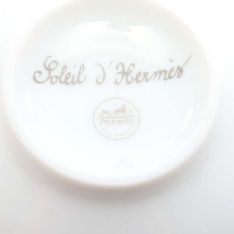 HERMES Soleil d'Herms 碗 PM 餐具陶器黃白灰二手男女通用-3