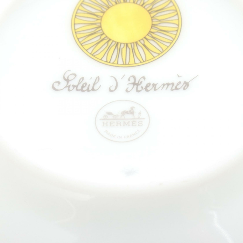 HERMES Soleil d'Herms 糖罐餐具陶器黃色白色灰色二手男女通用-3