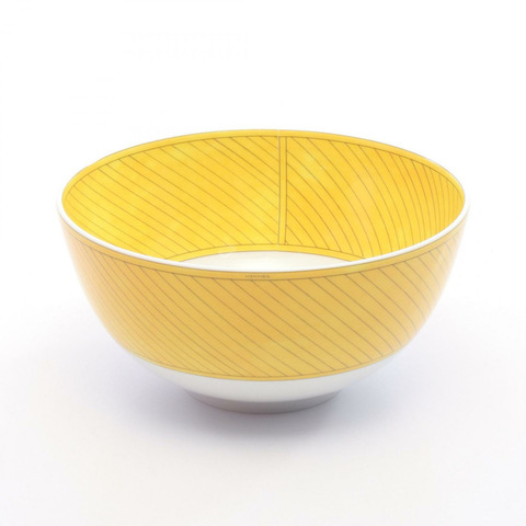HERMES Soleil d'Herms 碗 GM 餐具 陶器 黃色 白色 灰色 二手 男女通用