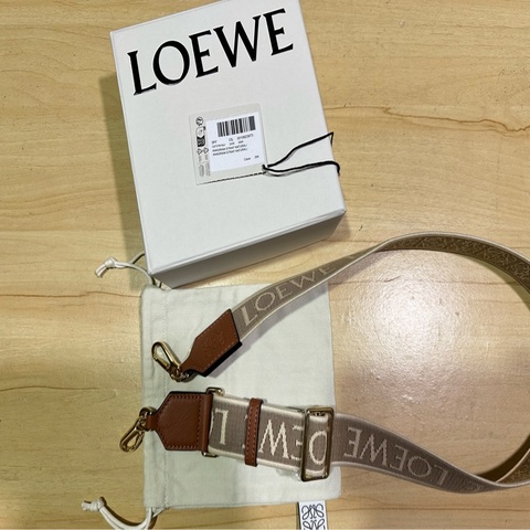 LOEWE 羅威 肩帶 背帶 雙面編織帶 包包配件 Anagram strap natural