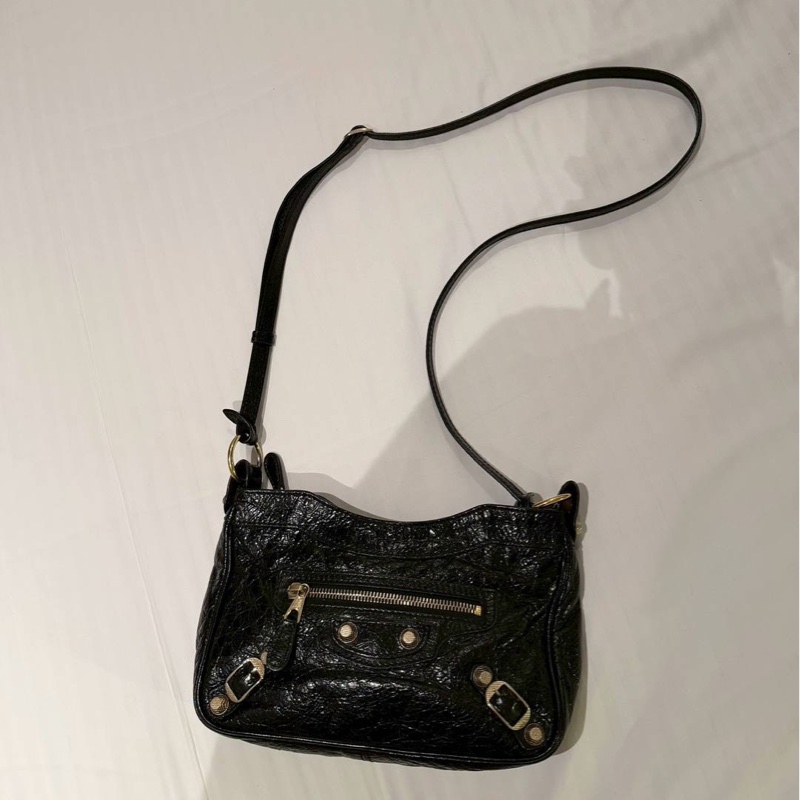 BALENCIAGA 巴黎世家 METALLIC EDGE HIP 金扣 黑色 肩背包 側背包 斜背包 手提包-9