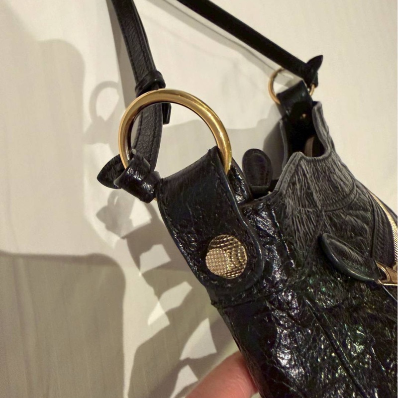 BALENCIAGA 巴黎世家 METALLIC EDGE HIP 金扣 黑色 肩背包 側背包 斜背包 手提包-10