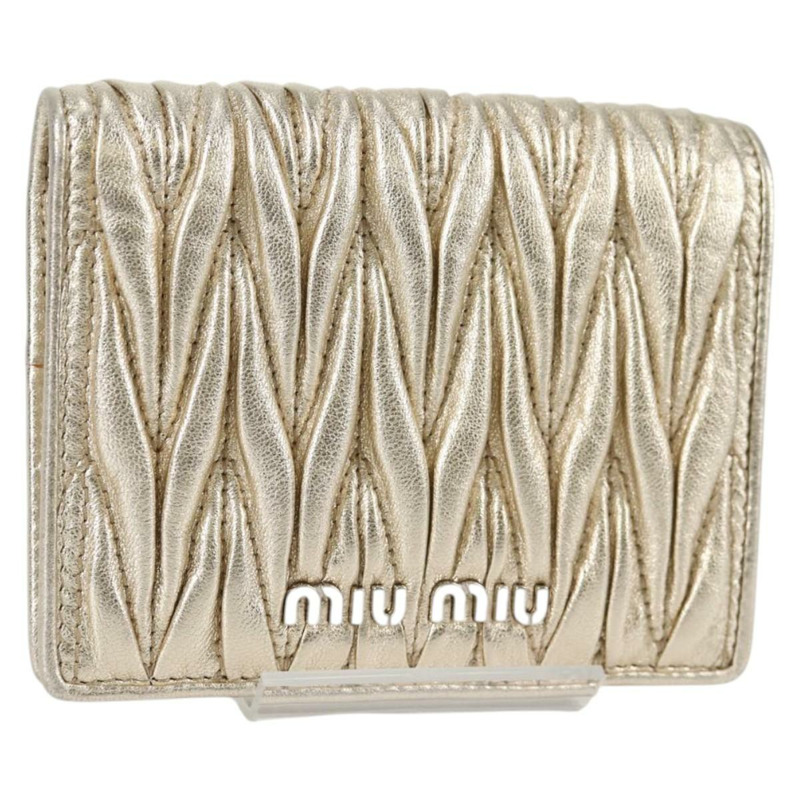 【日本直送】Miu Miu Matelasse 皮夾 皮革 金 正品 141809V-0