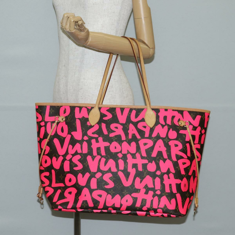 【日本直送】路易威登 Monogram Graffiti Neverfull GM 包紫紅色 M93701 LV 授權 136298V-21