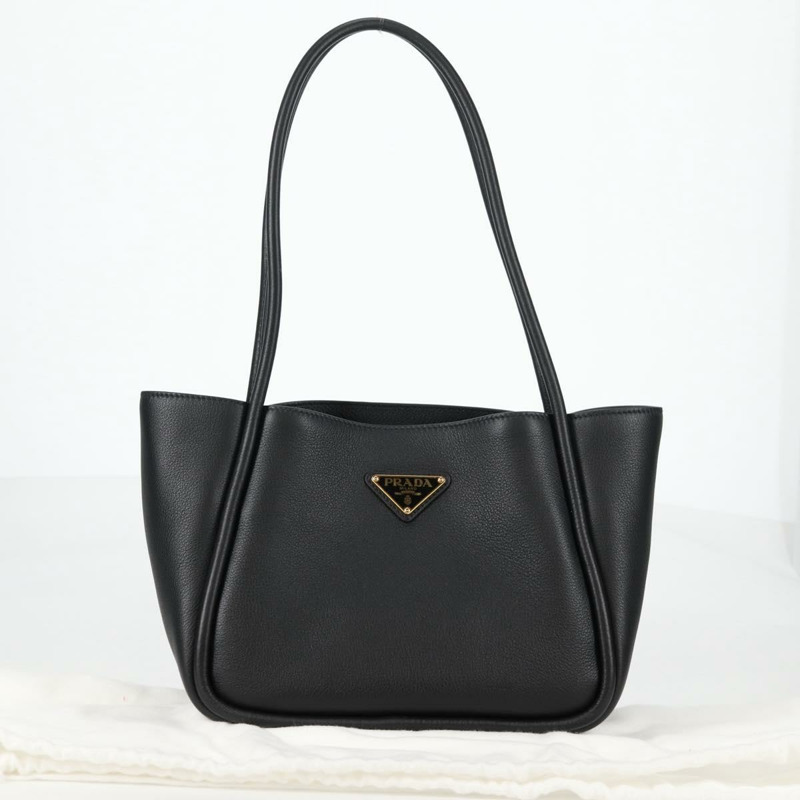 【日本直送】PRADA 手提包 皮革 黑金色 正品 134861M-11
