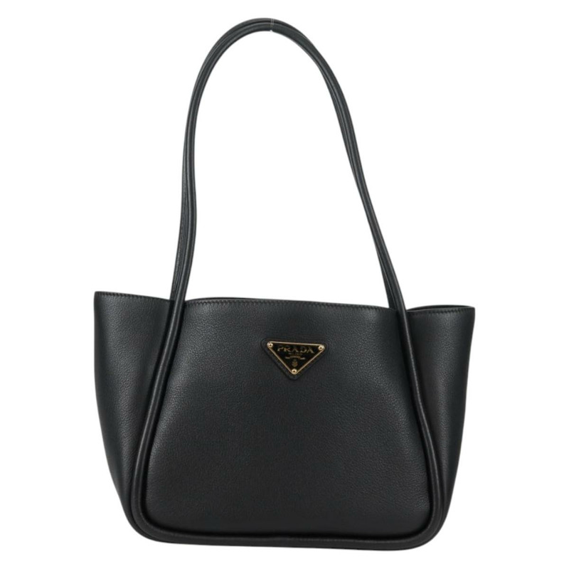【日本直送】PRADA 手提包 皮革 黑金色 正品 134861M-12