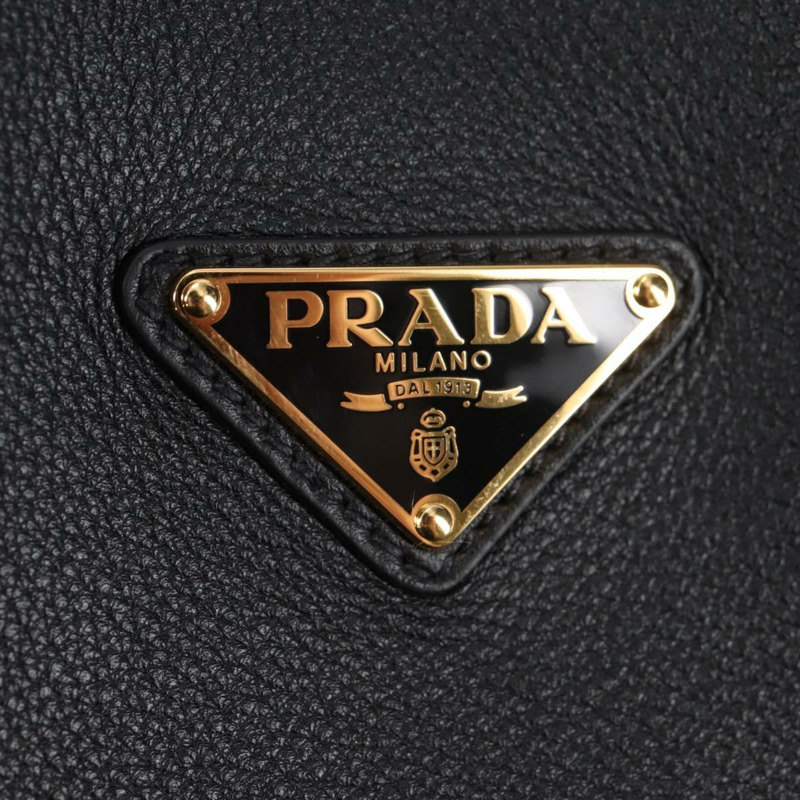 【日本直送】PRADA 手提包 皮革 黑金色 正品 134861M-16