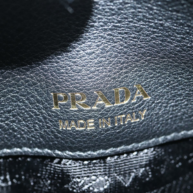 【日本直送】PRADA 手提包 皮革 黑金色 正品 134861M-17