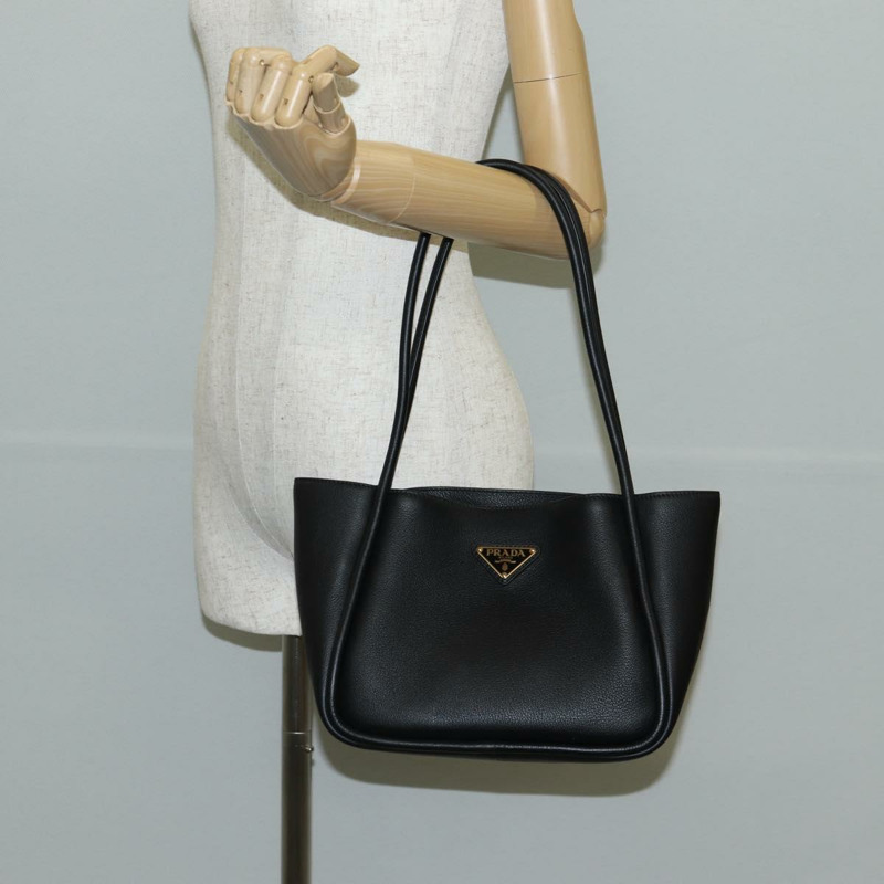 【日本直送】PRADA 手提包 皮革 黑金色 正品 134861M-22