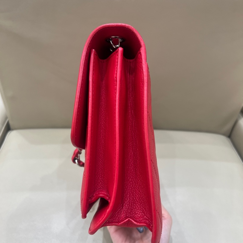 CHANEL香奈兒古巴系列紅銀羊皮郵差包 尺寸25*17.5*7cm-2