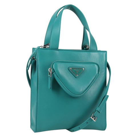 PRADA 手提包 皮革 2 款可選 綠色 銀色 正品 135405M