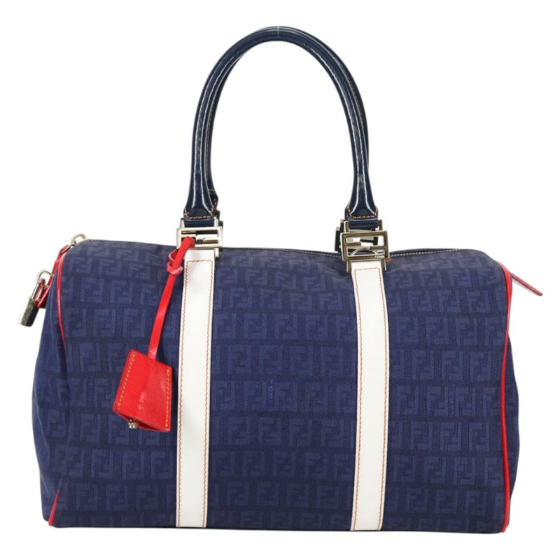 【日本直送】FENDI Zucchino 帆布波士頓包 海軍藍金色 正品 141159V-12