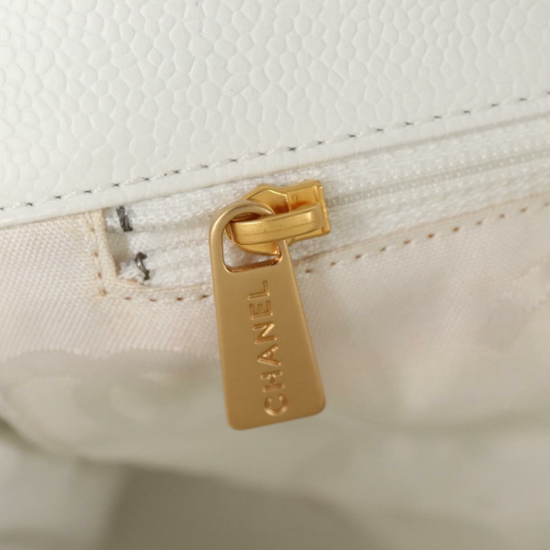 【日本直送】香奈兒 COCO 馬克手提包皮革白金色 CC 正品 142307V-21