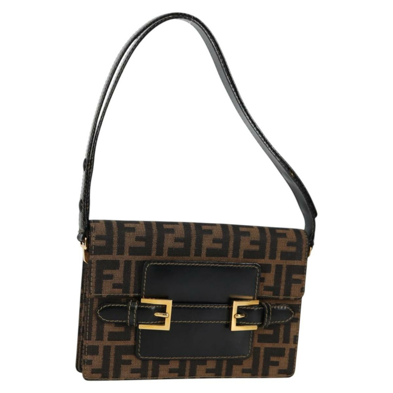 【日本直送】FENDI Zucca 帆布單肩包 黑棕色 正品 142299V-0