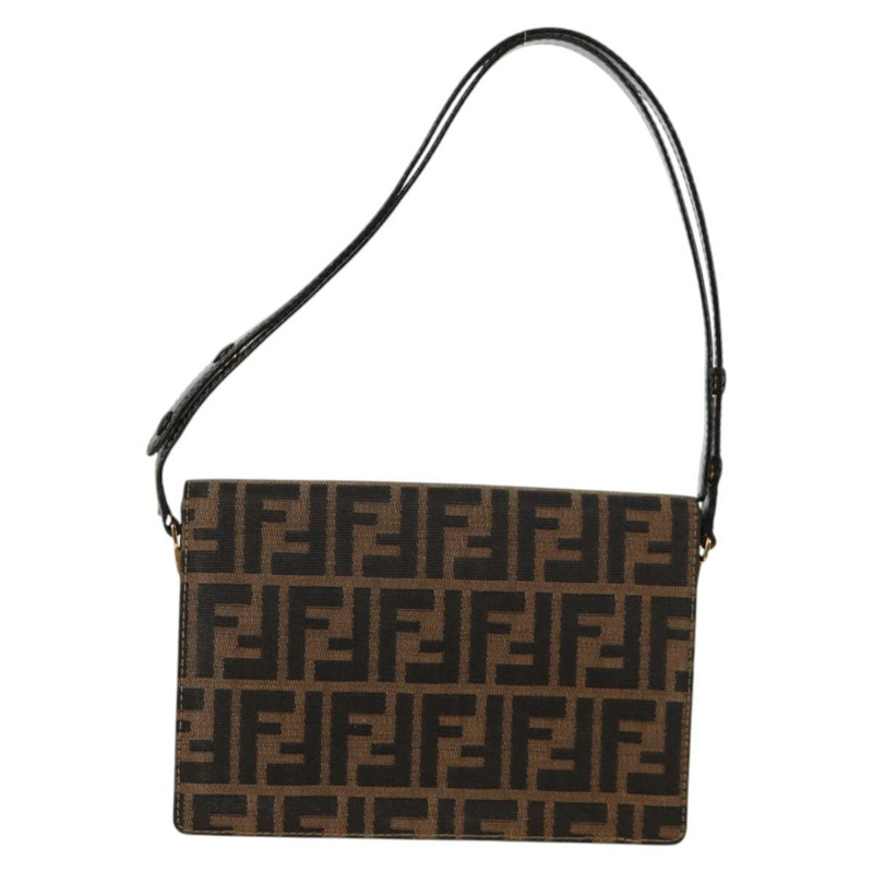 【日本直送】FENDI Zucca 帆布單肩包 黑棕色 正品 142299V-1