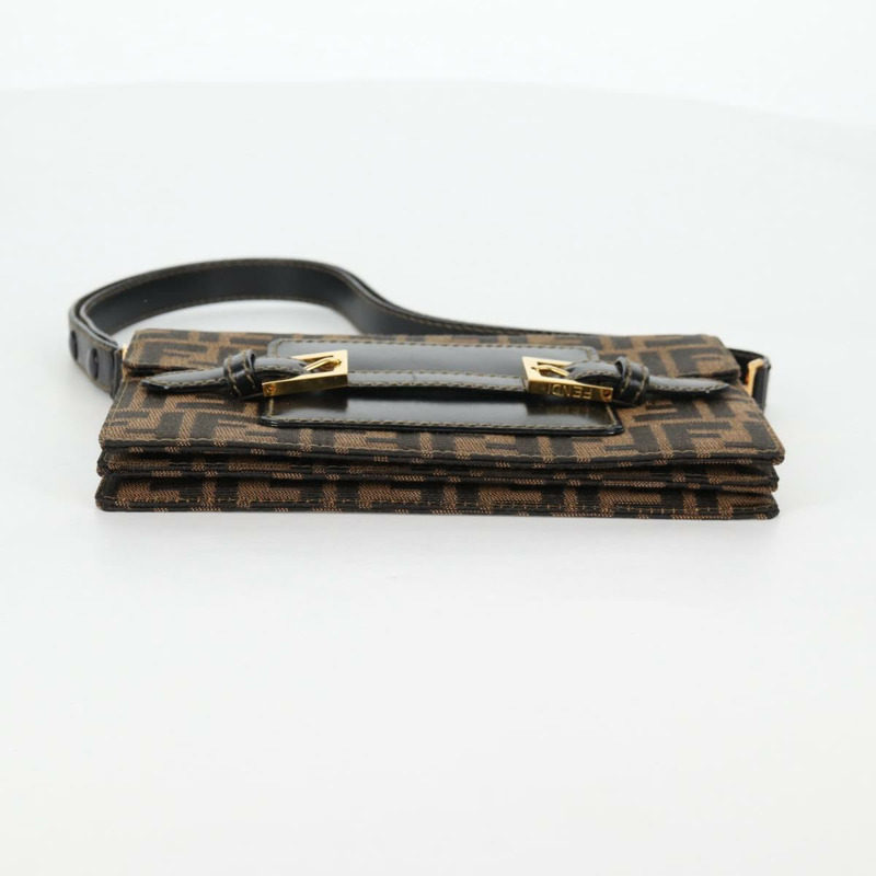 【日本直送】FENDI Zucca 帆布單肩包 黑棕色 正品 142299V-4