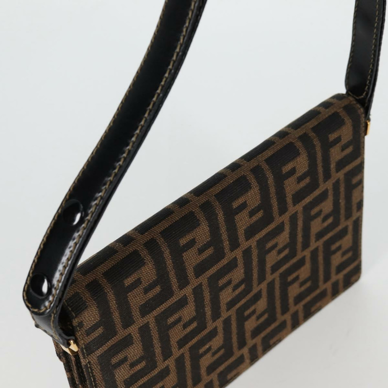 【日本直送】FENDI Zucca 帆布單肩包 黑棕色 正品 142299V-5