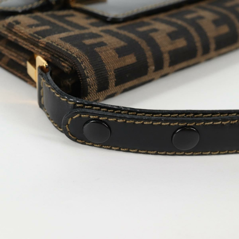 【日本直送】FENDI Zucca 帆布單肩包 黑棕色 正品 142299V-7