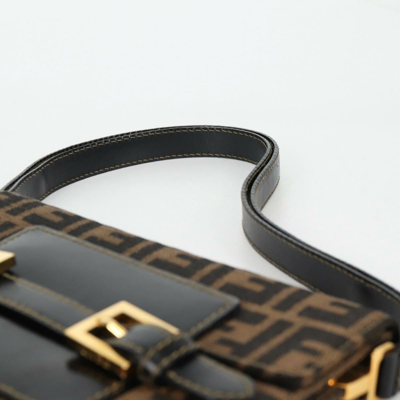 【日本直送】FENDI Zucca 帆布單肩包 黑棕色 正品 142299V-13