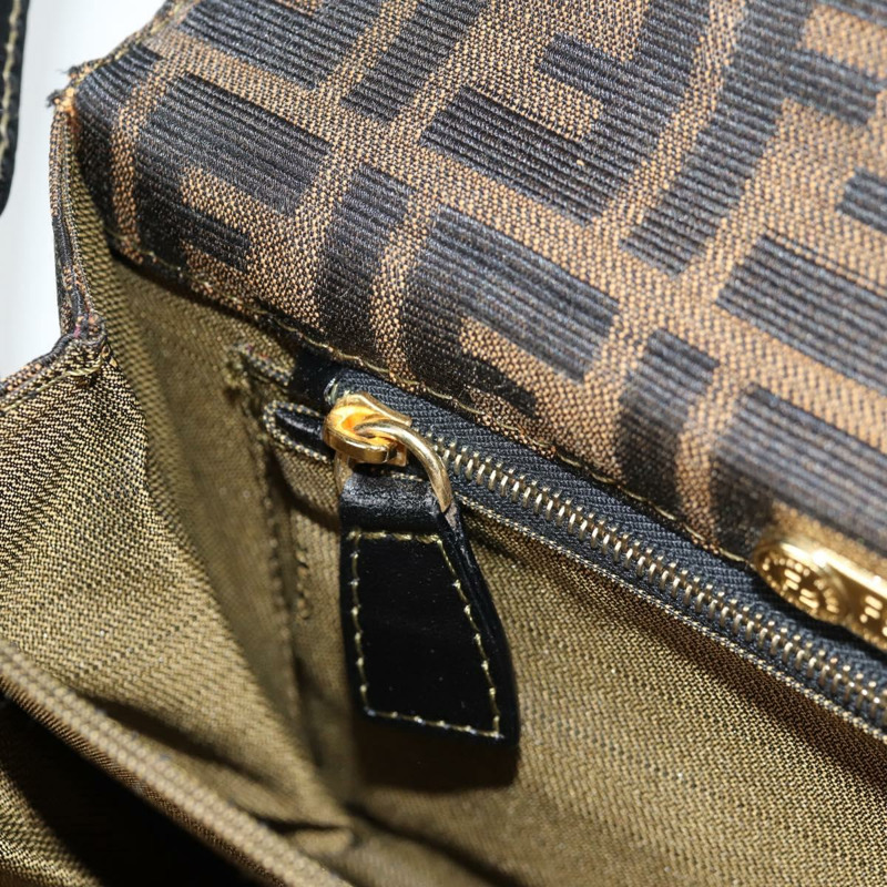 【日本直送】FENDI Zucca 帆布單肩包 黑棕色 正品 142299V-25