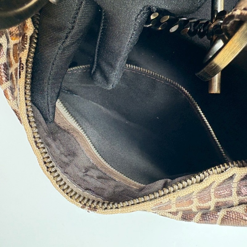 Fendi 古銅鍊帶金色鱷魚紋布小hobo 肩側包-17