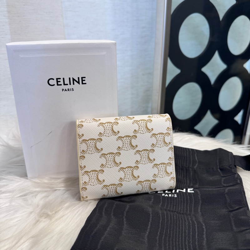 Celine Triomphe 白老花凱旋門三折短夾-1