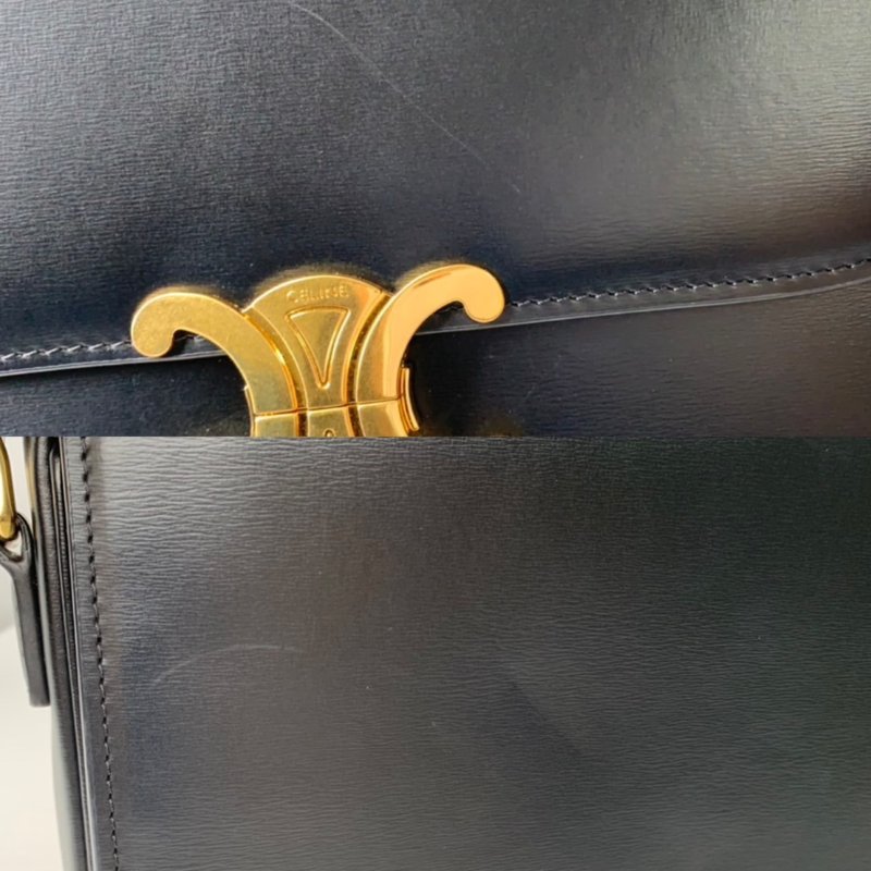 CELINE 黑金中款凱旋門斜背包-7