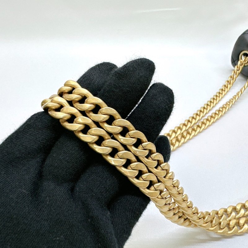 CHANEL 22K黑金金柱調節釦風琴包-7