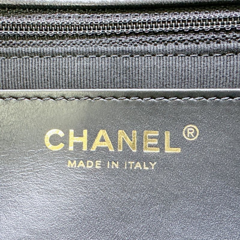 CHANEL 22K黑金金柱調節釦風琴包-8