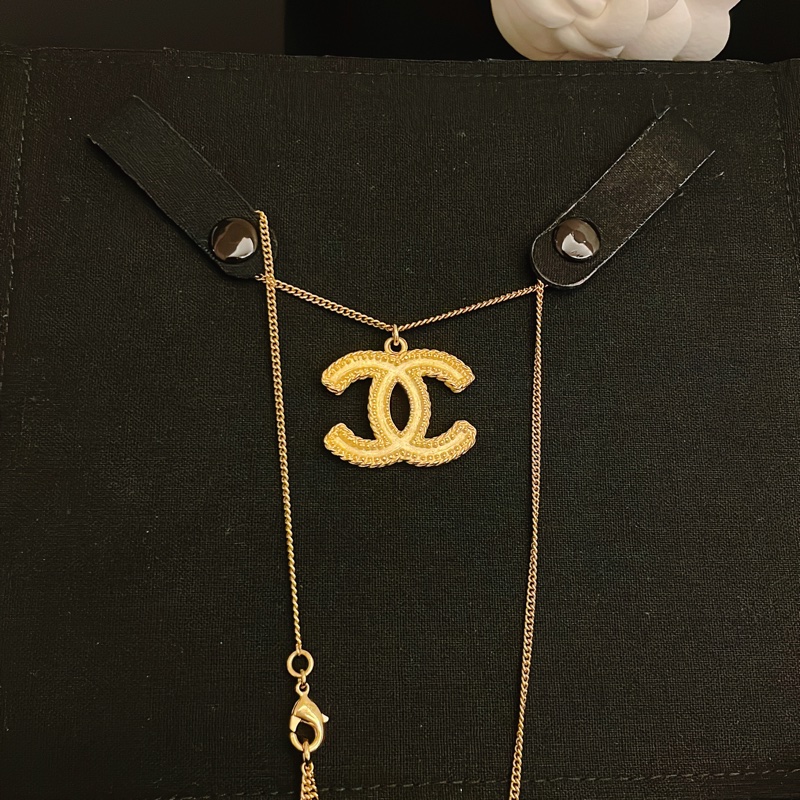 近新平台最低超甜價✨ CHANEL 香奈兒經典麥穗壓紋雙面雙C項鍊/可調節長短鏈毛衣鏈-7
