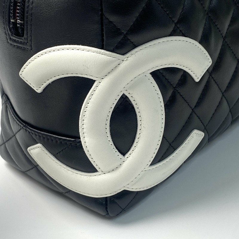 CHANEL 女士 Cambon 保齡球包,Coco Mark,小羊皮,11 號,G 卡,含盒子-10