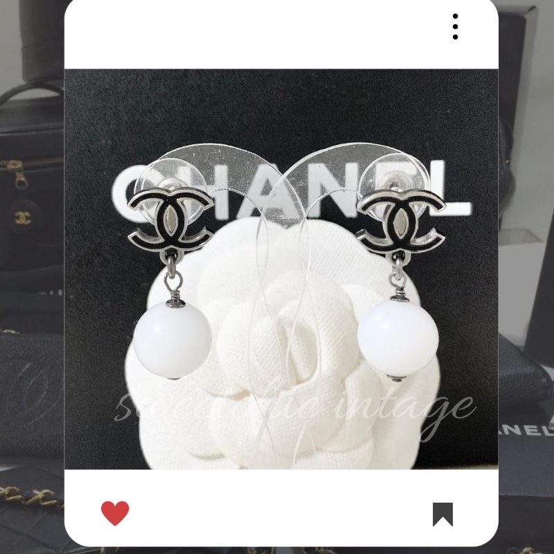 🛍️💖10 月新品上架 🔥 ✨超美新到 !香奈兒 Chanel 銀黑 CC 珠珠耳環 🔥 香奈兒熱賣款 香奈兒耳環 CHANEL EARRING-0